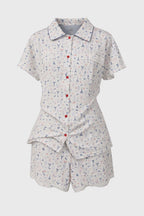Pyjama short finition broderie anglaise