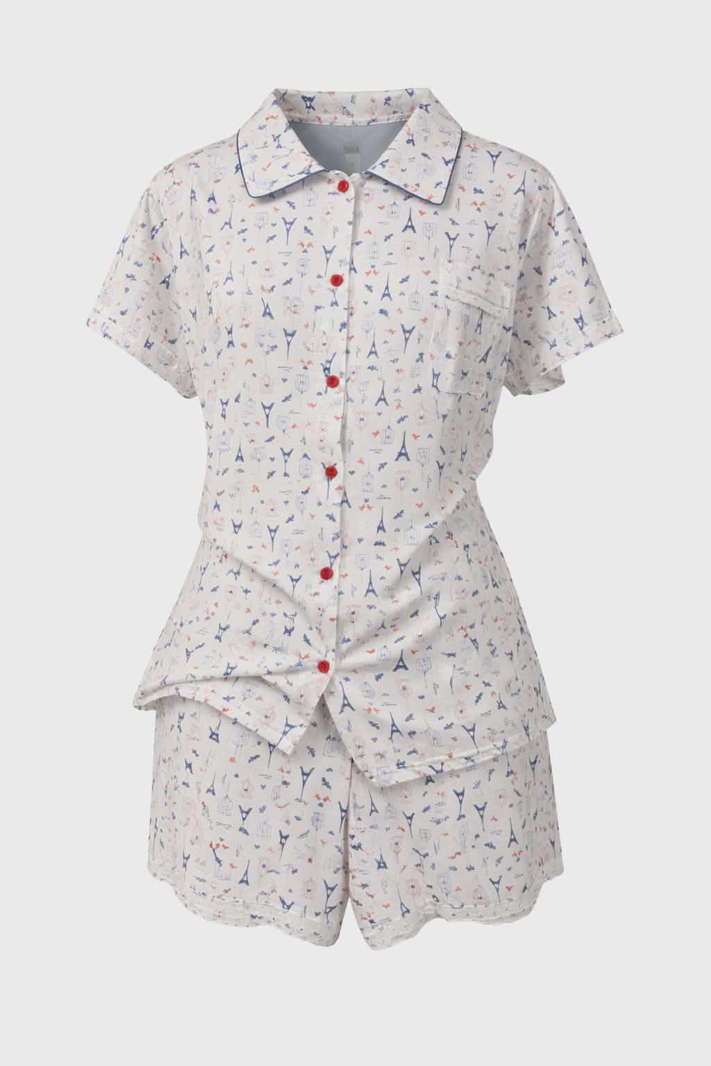 Pyjama short finition broderie anglaise