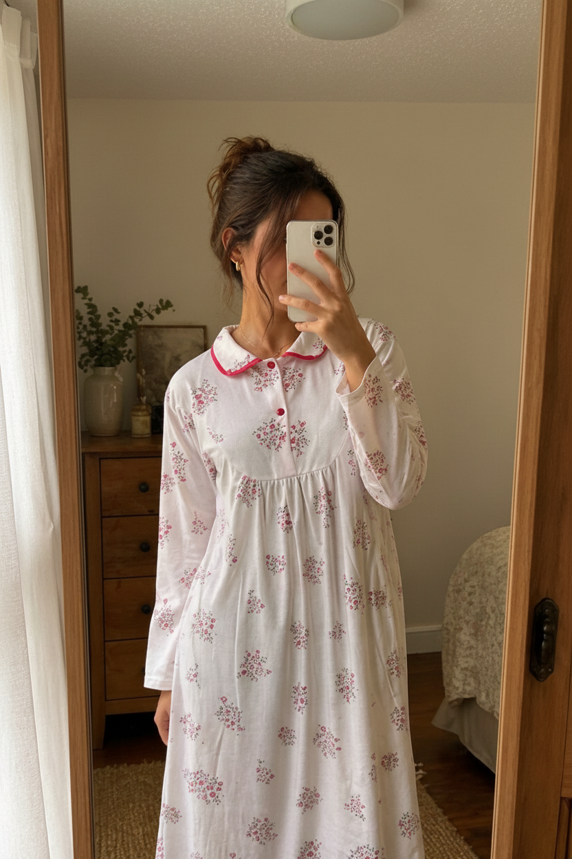 Chemise de nuit finette Rose