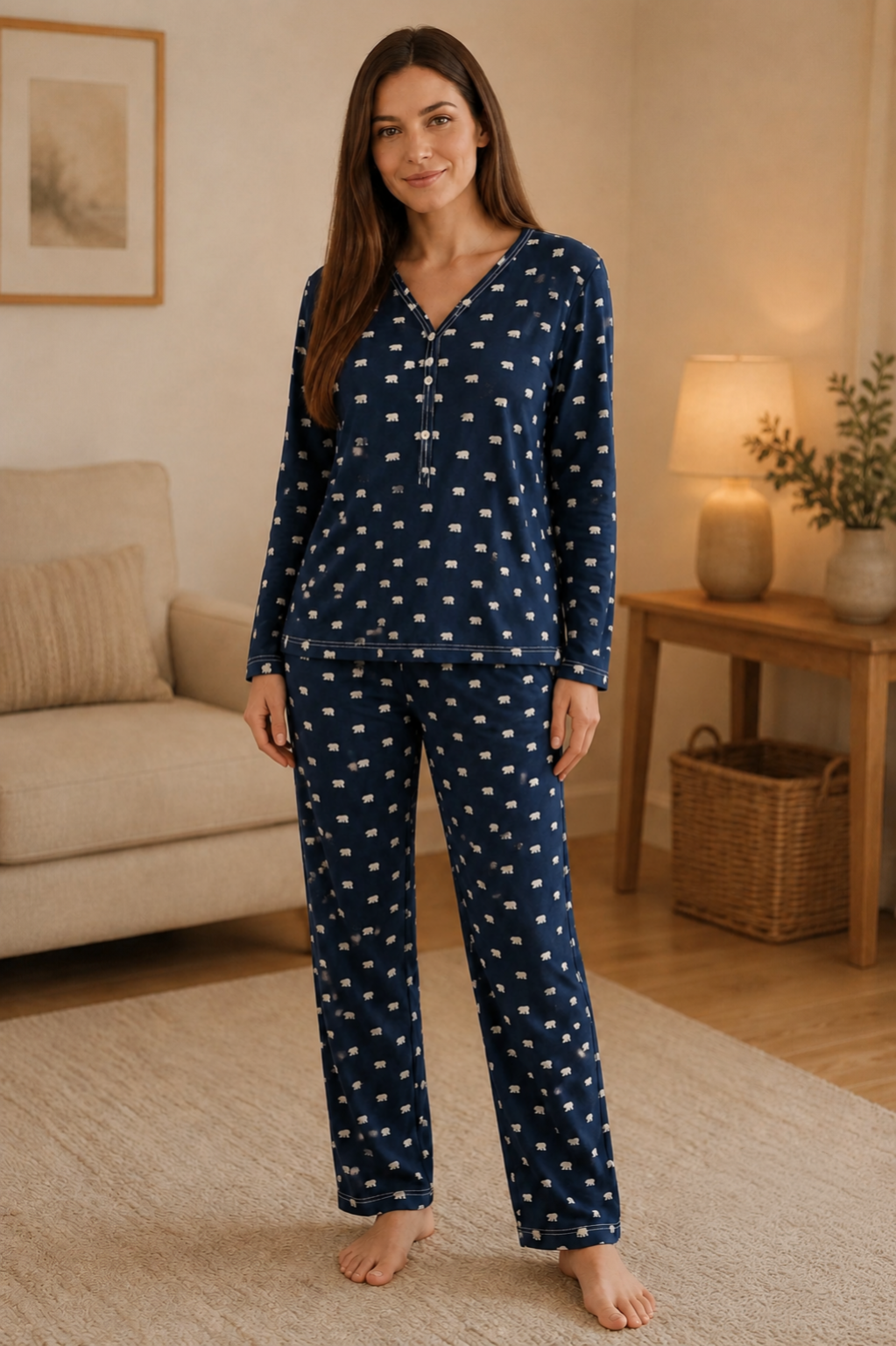 Pyjama bleu marine avec petits oursons