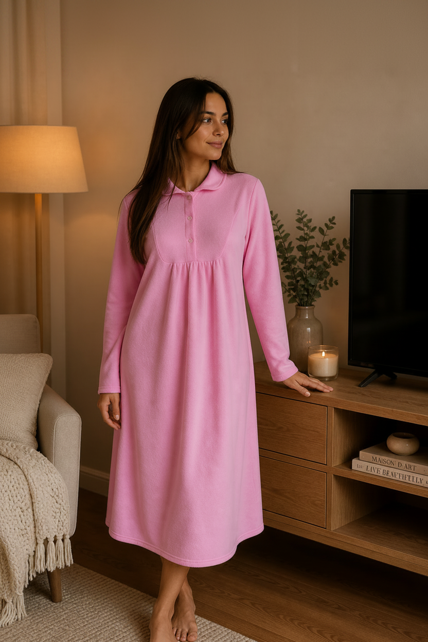 Chemise de nuit Togo rose uni