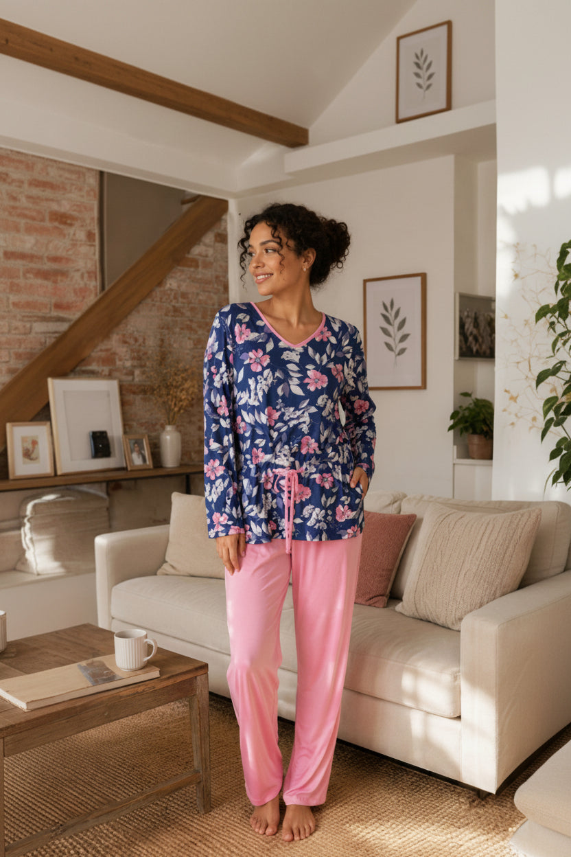 Pyjama Bleu & Rose à coulisse