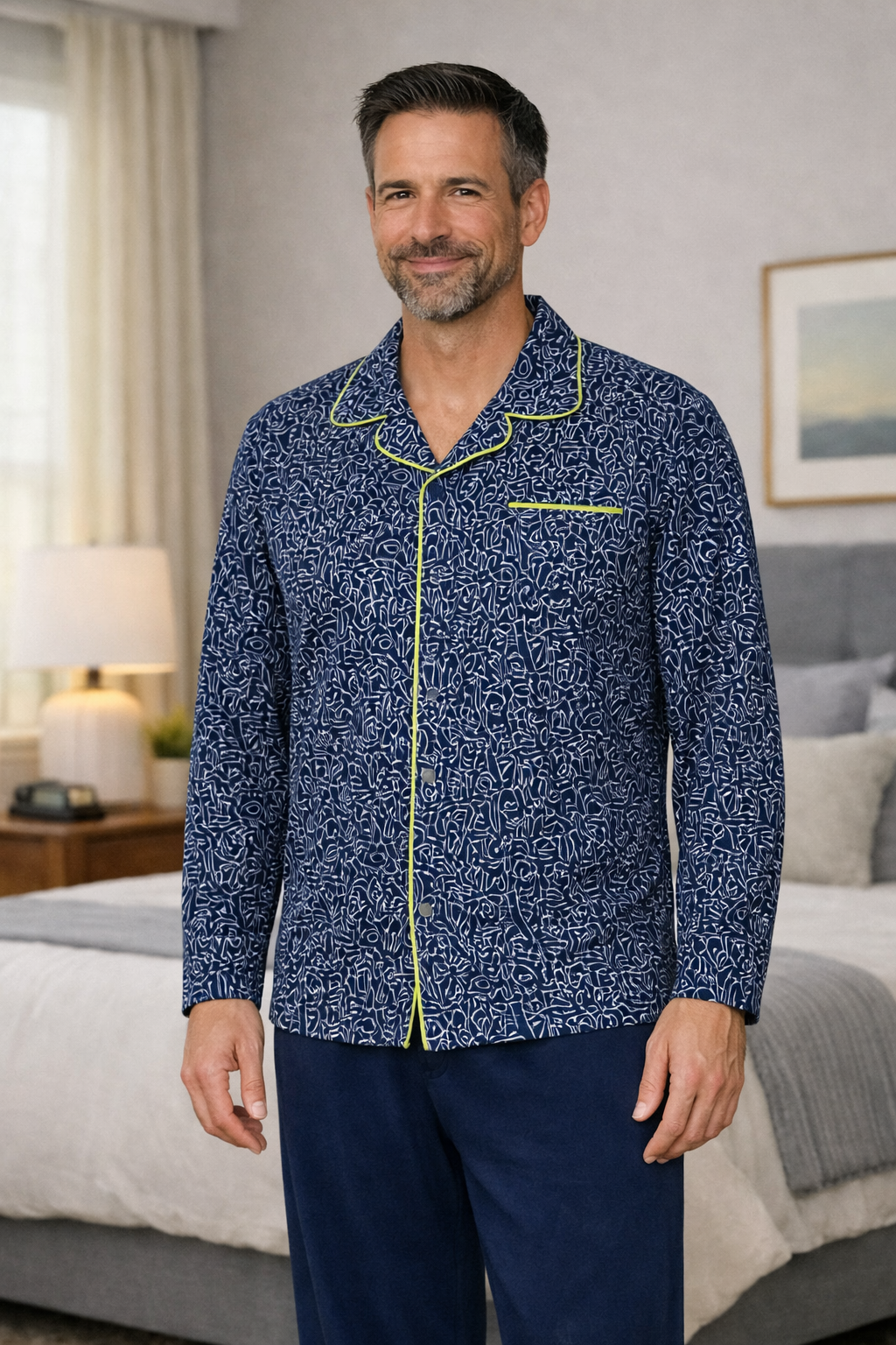 Pyjama passepoil vert
