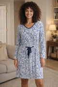 Chemise de nuit bleue à coulisse