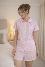 Pyjama short vichy rose