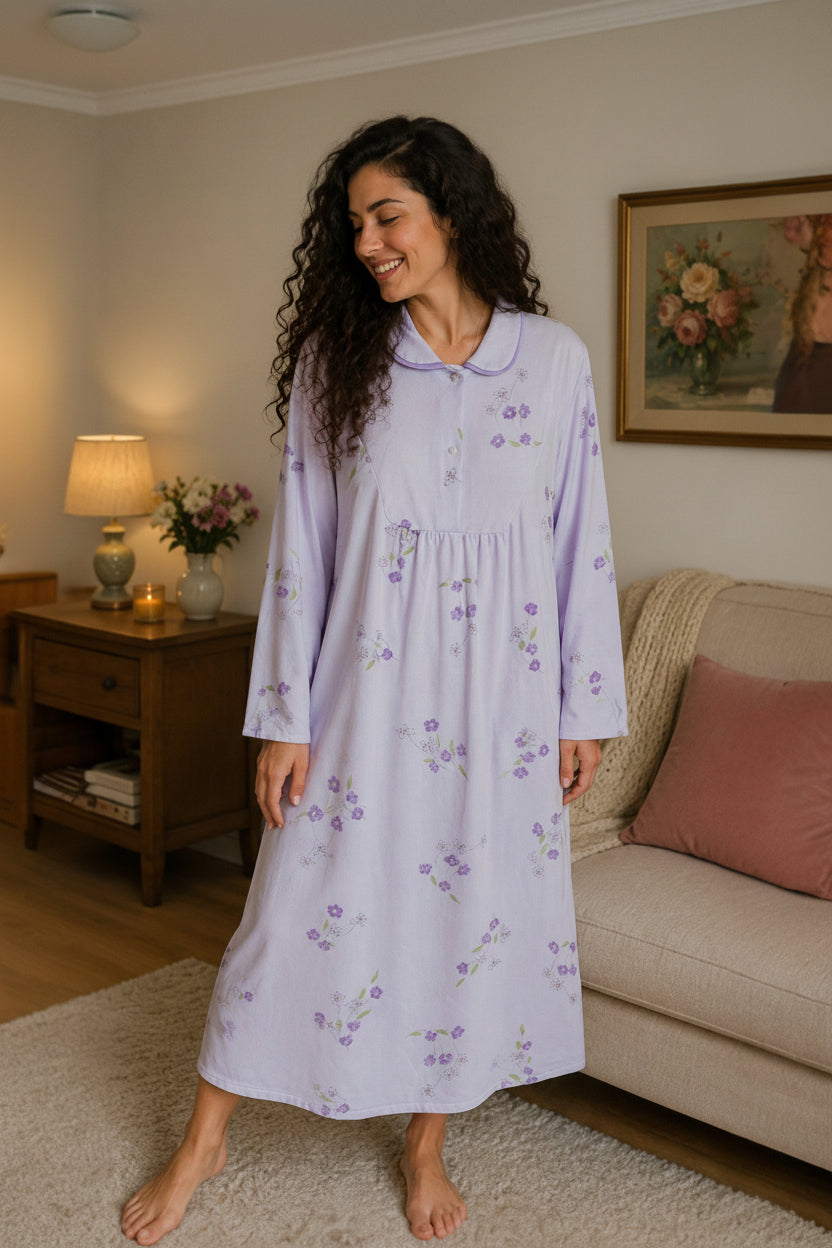 Chemise de nuit Col Claudine Felpa lilas
