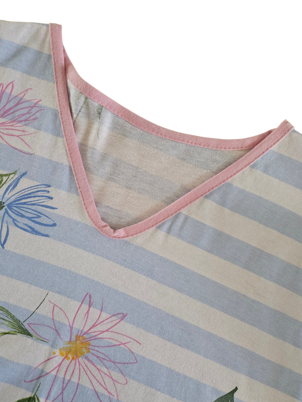 Chemise de nuit fleurs & rayures