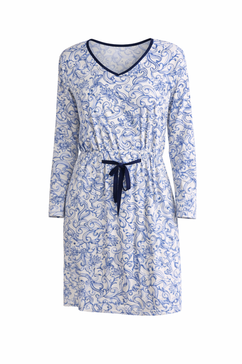 Chemise de nuit bleue à coulisse
