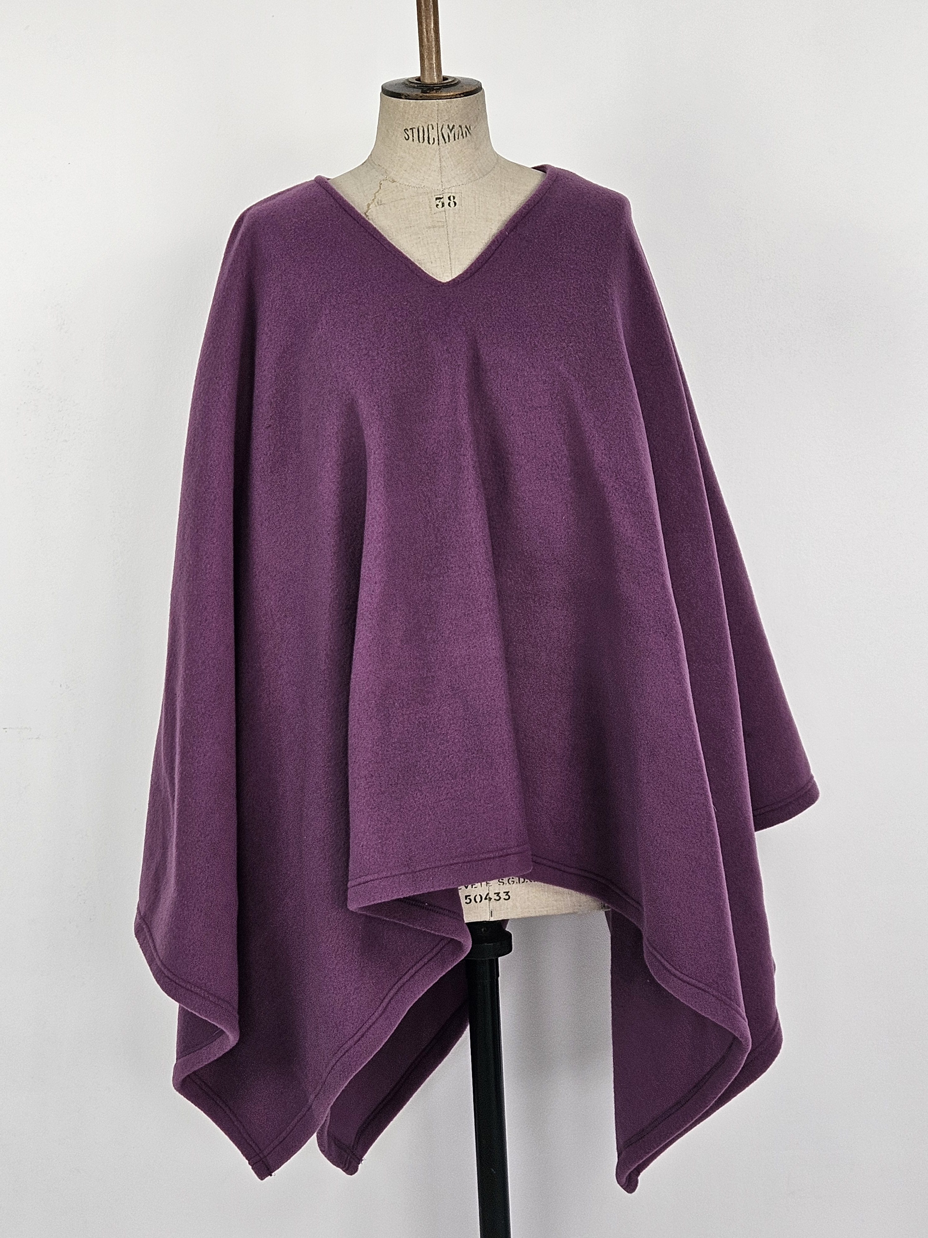 Poncho femme polaire uni